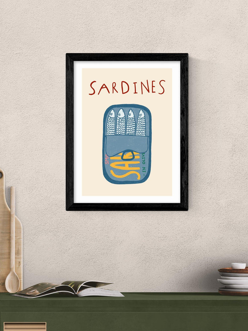 EAST END PRINTS framed print Sardines in Tin 43.4x33.4cm - British product