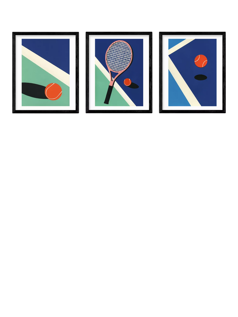 EAST END PRINTS Tennis framed print set 53.4x43.4cm, UK version