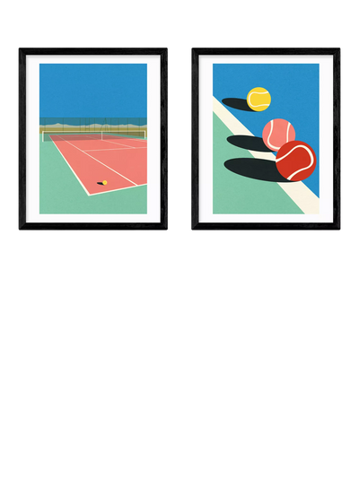 John Lewis EAST END PRINTS Rosi Feist 'Tennis Balls' Framed Print, Set of 2, Black, 53.4 x 43.4cm- Buy online at McGrocer