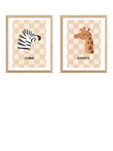 John Lewis EAST END PRINTS Kid of the Village Zebra & Giraffe Framed Print Set of 2 53.4 x 43.4cm Natural- Buy online at McGrocer
