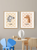 East End Prints zebra and giraffe framed print set 53.4x43.4cm, UK version