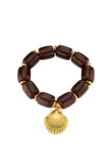 John Lewis Orelia Chunky Beaded Shell Charm Bracelet, Gold (18cm)- Buy online at McGrocer