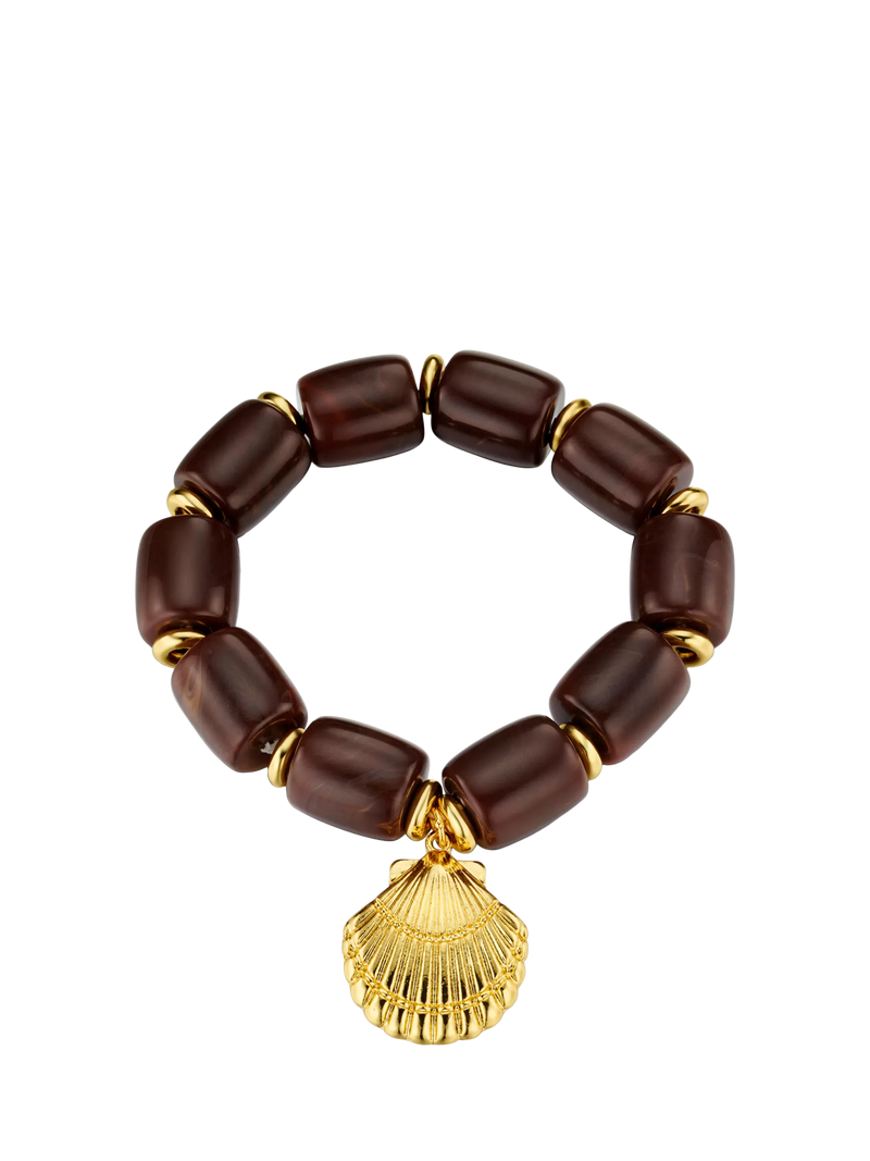 Orelia chunky beaded shell charm bracelet 18cm gold - British product
