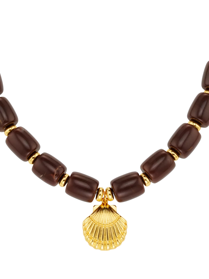Orelia chunky beaded shell charm necklace gold, UK version