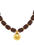 Orelia chunky beaded shell charm necklace gold, UK version