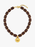 Orelia chunky beaded shell charm necklace gold, UK version