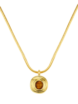 John Lewis Orelia Tiger's Eye Pendant Necklace, Gold, 45cm- Buy online at McGrocer