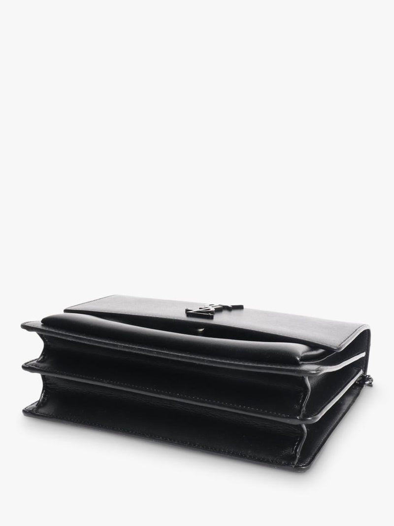 SAINT LAURENT medium Sunset crossbody bag black leather, UK version