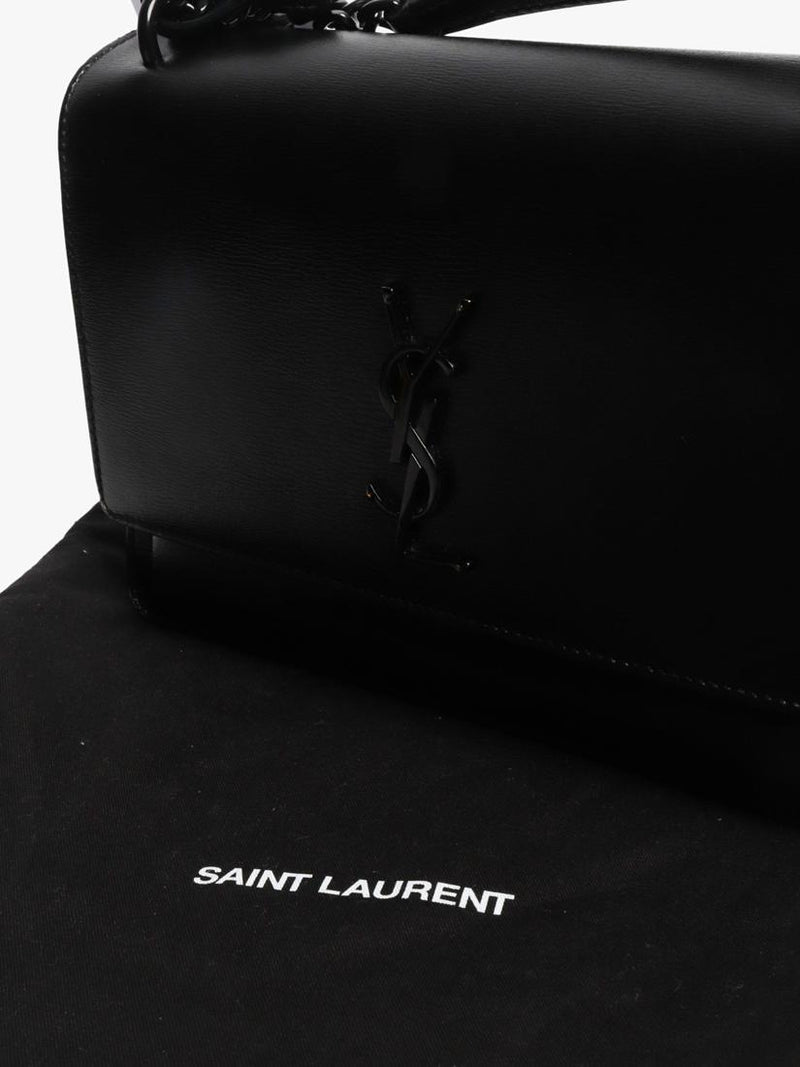 SAINT LAURENT medium Sunset crossbody bag black leather, UK version