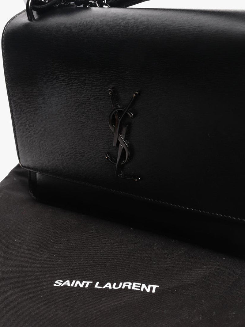 SAINT LAURENT medium Sunset crossbody bag black leather, UK version