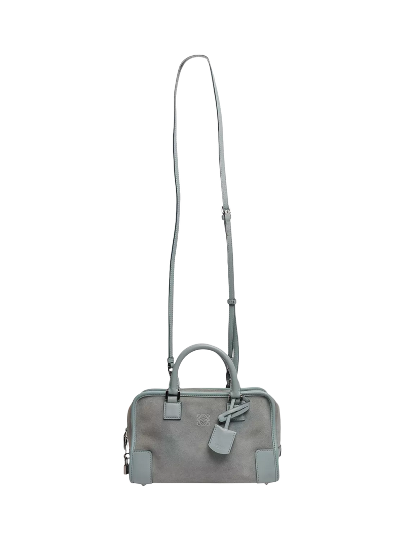LOEWE Mini Amazona suede crossbody bag blue, imported from the UK