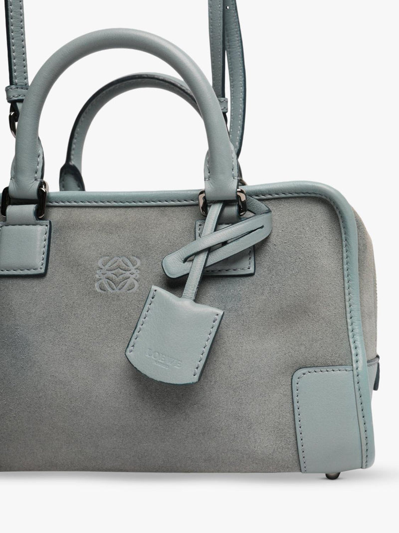 LOEWE Mini Amazona suede crossbody bag blue, imported from the UK