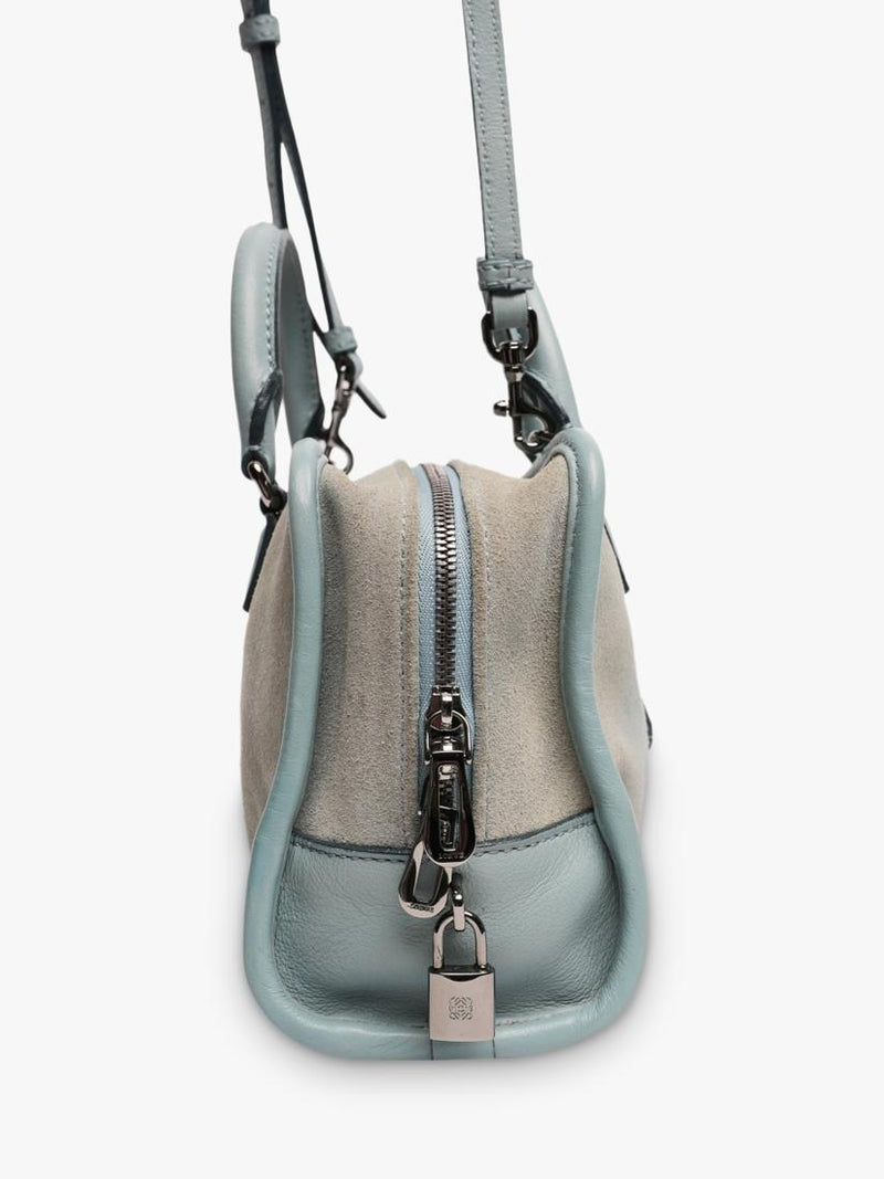 LOEWE Mini Amazona suede crossbody bag blue, imported from the UK