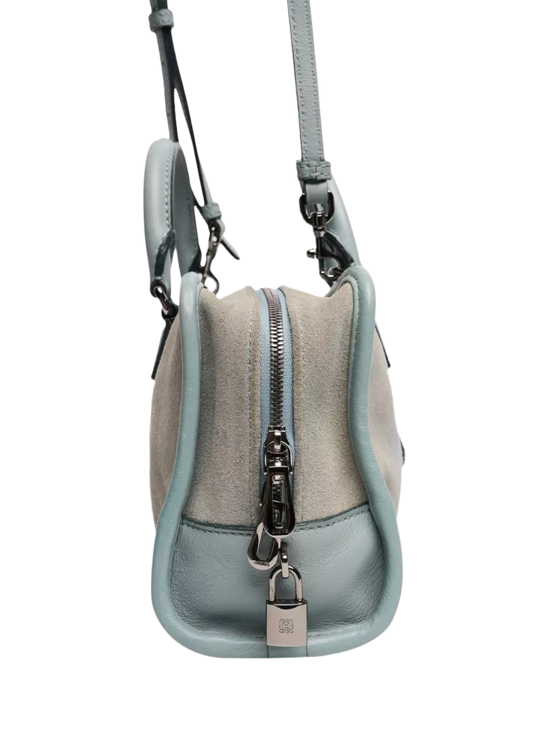 LOEWE Mini Amazona suede crossbody bag blue, imported from the UK