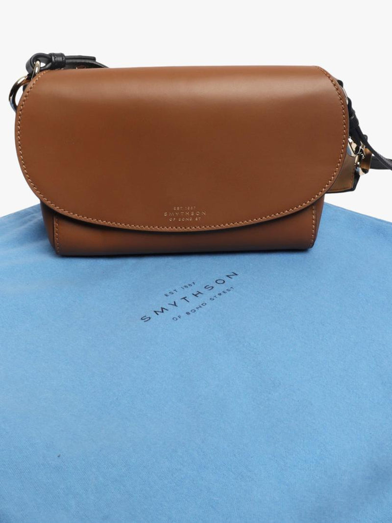 Smythson Equestrian leather crossbody bag brown gold hardware - British product