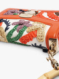 Miu Miu orange embroidered bag with bamboo handle, UK version