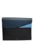 Smythson blue leather laptop bag with gold hardware - British product