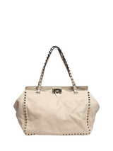 John Lewis Valentino Pre-loved Rockstud Leather Shoulder Bag, Cream- Buy online at McGrocer