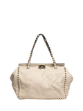 Pre-loved Valentino Rockstud shoulder bag cream leather, imported from the UK