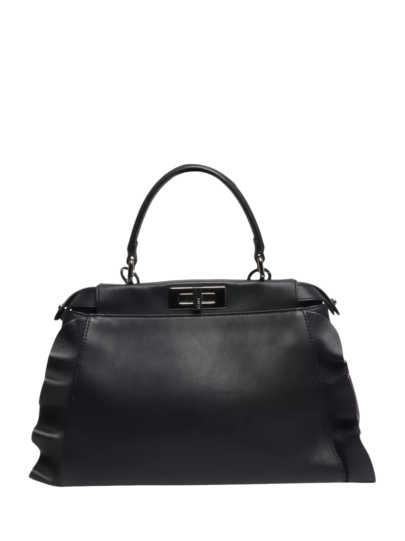 Pre-loved Fendi Peekaboo navy leather 2-way bag - British product