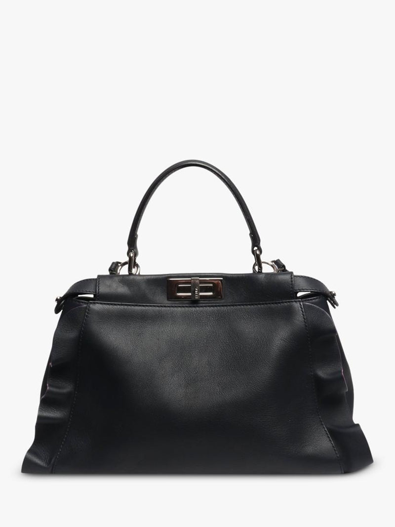 Pre-loved Fendi Peekaboo navy leather 2-way bag - British product