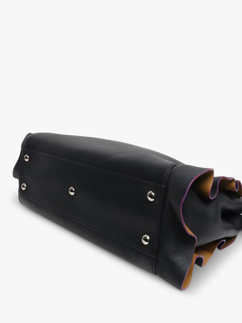 Pre-loved Fendi Peekaboo navy leather 2-way bag - British product