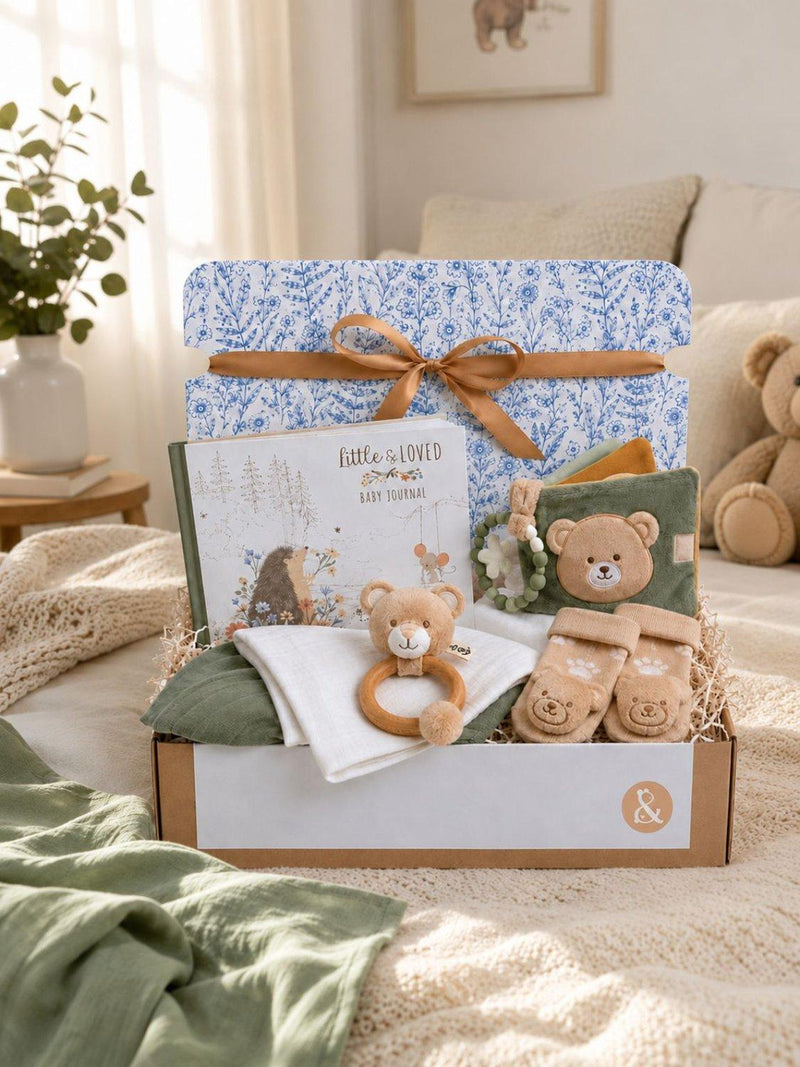 Bumbles & Boo baby gift hamper with personalised card, UK version