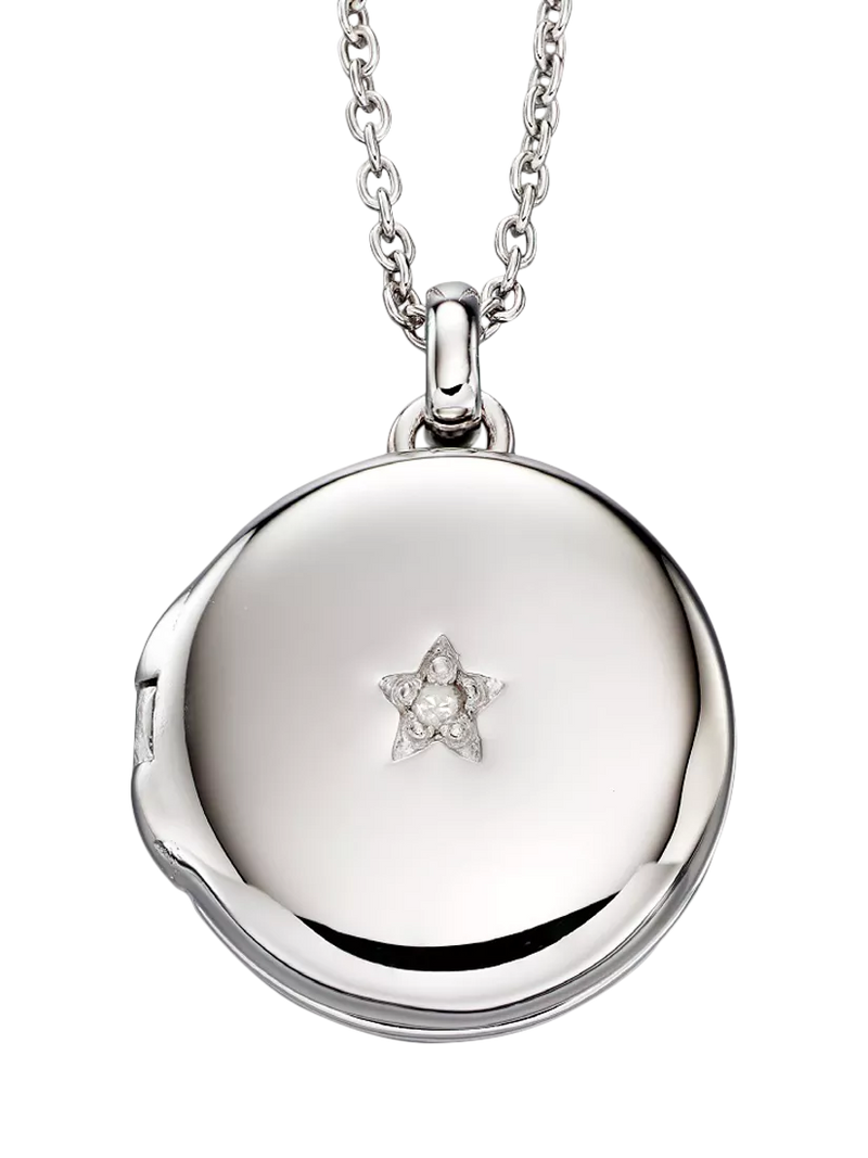 Little Star kids silver locket with diamond 38cm (British brand)