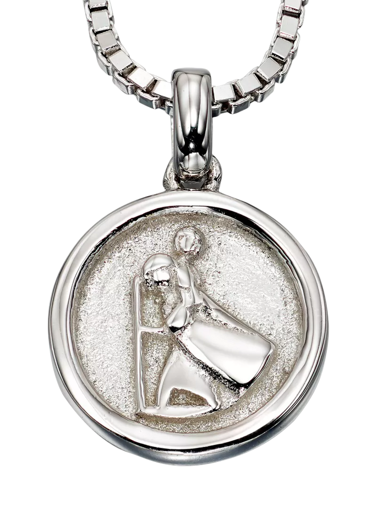 Little Star silver St Christopher pendant necklace 38cm, UK version