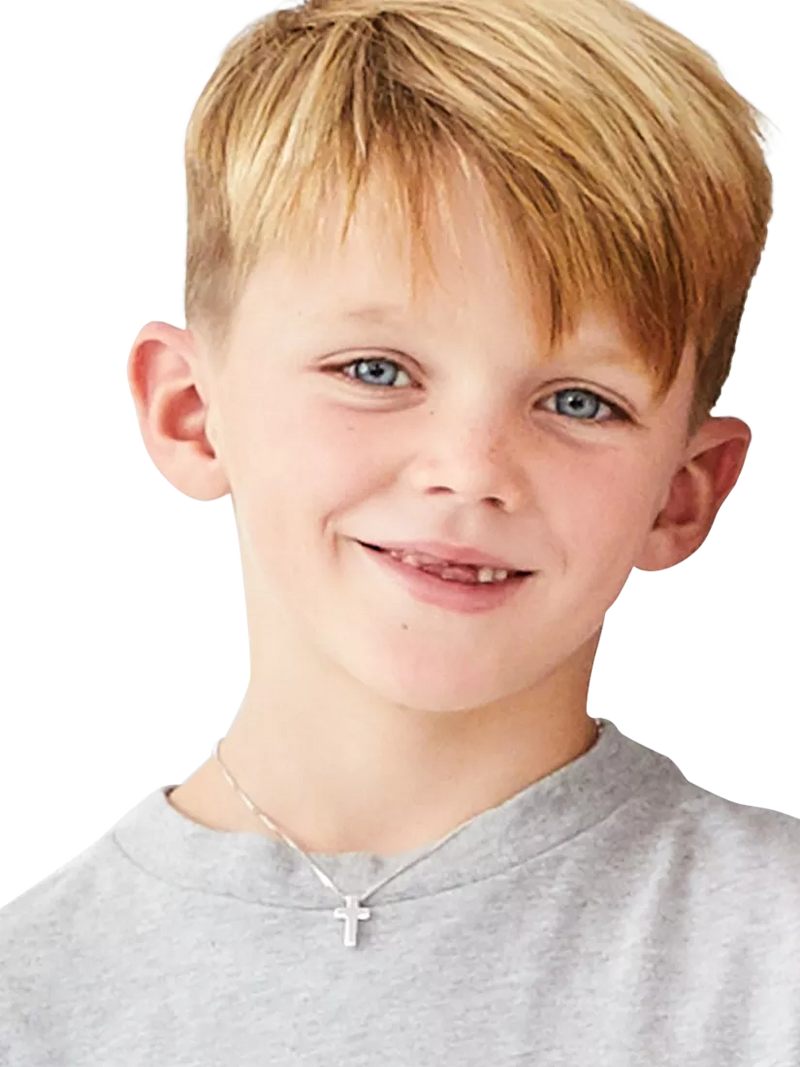 Little Star silver cross pendant necklace for boys - British product