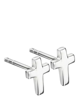 John Lewis Little Star Kids' Eden Cross Stud Earrings in Sterling Silver- Buy online at McGrocer