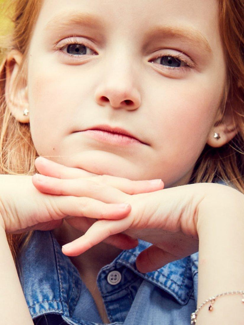 Little Star kids' silver 5mm star stud earrings (British brand)