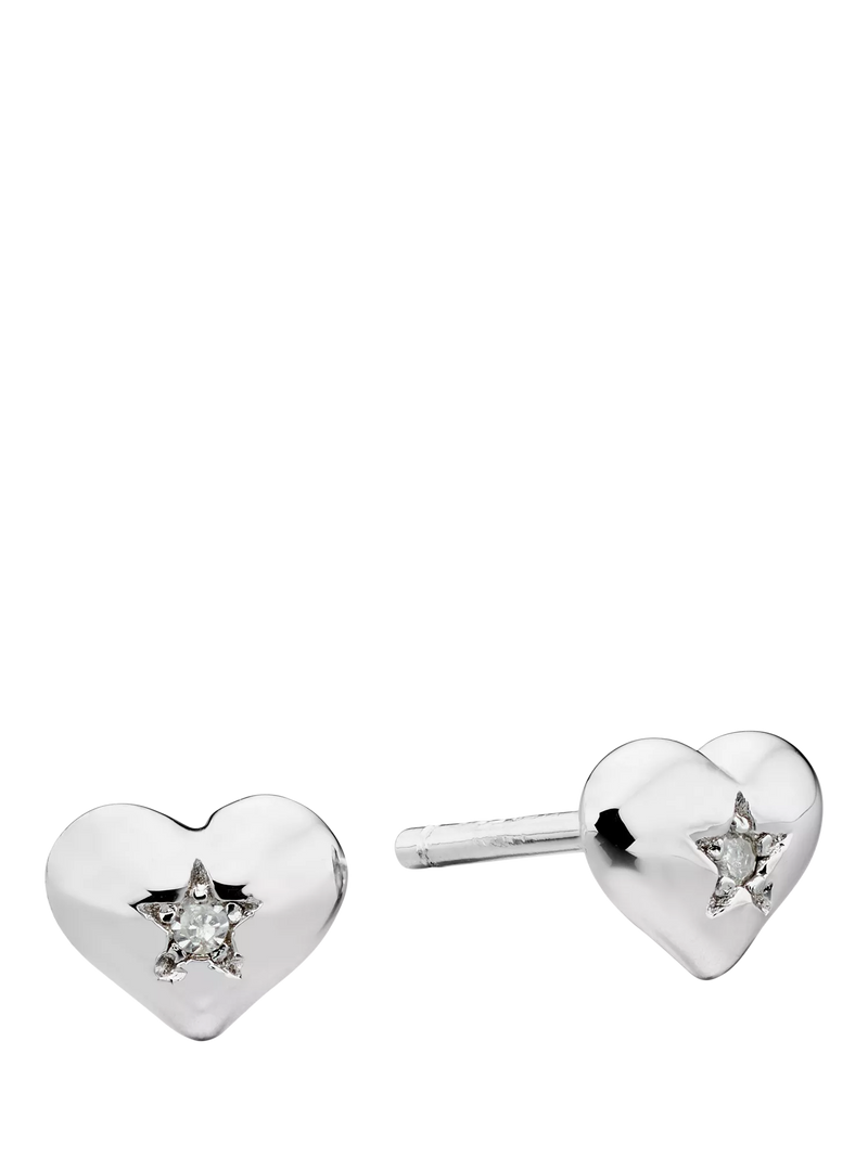 Little Star Suri diamond heart stud earrings (British brand)