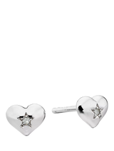 John Lewis Little Star Kids' Suri Diamond Heart Stud Earrings, Silver- Buy online at McGrocer