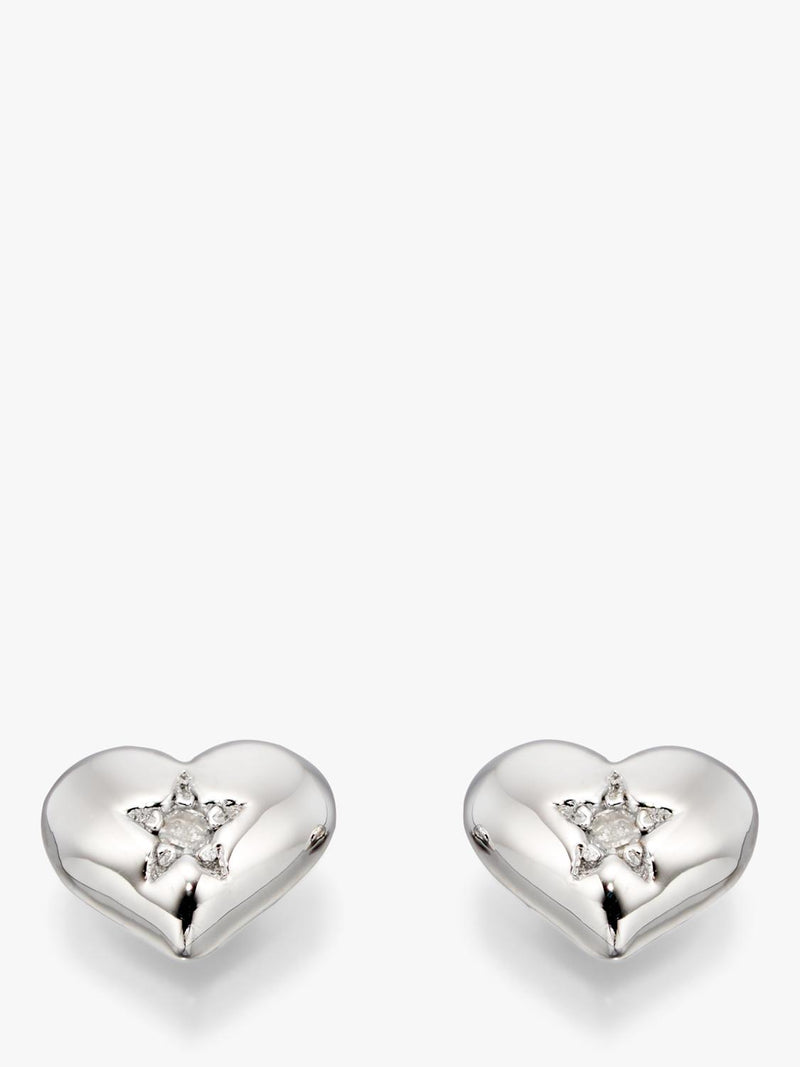 Little Star Suri diamond heart stud earrings (British brand)