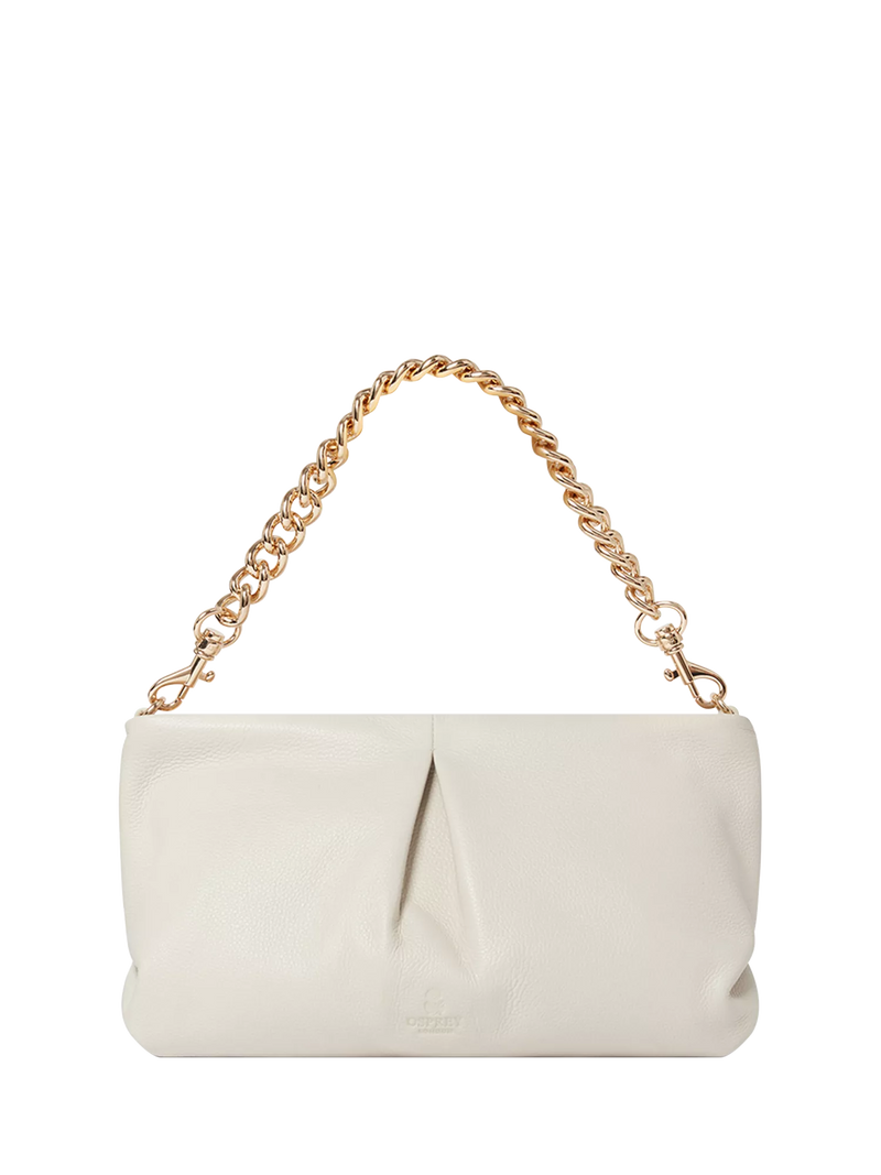 Osprey London Carina Luxe leather shrug bag light stone - British product