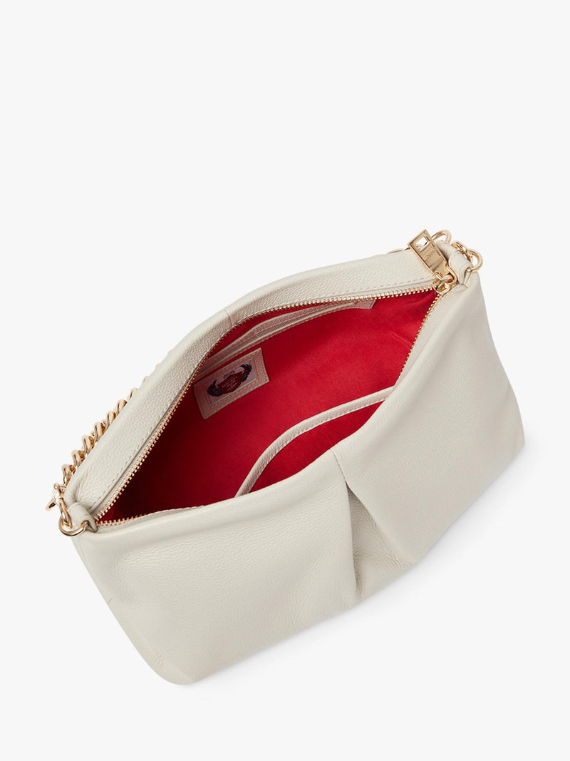 Osprey London Carina Luxe leather shrug bag light stone - British product