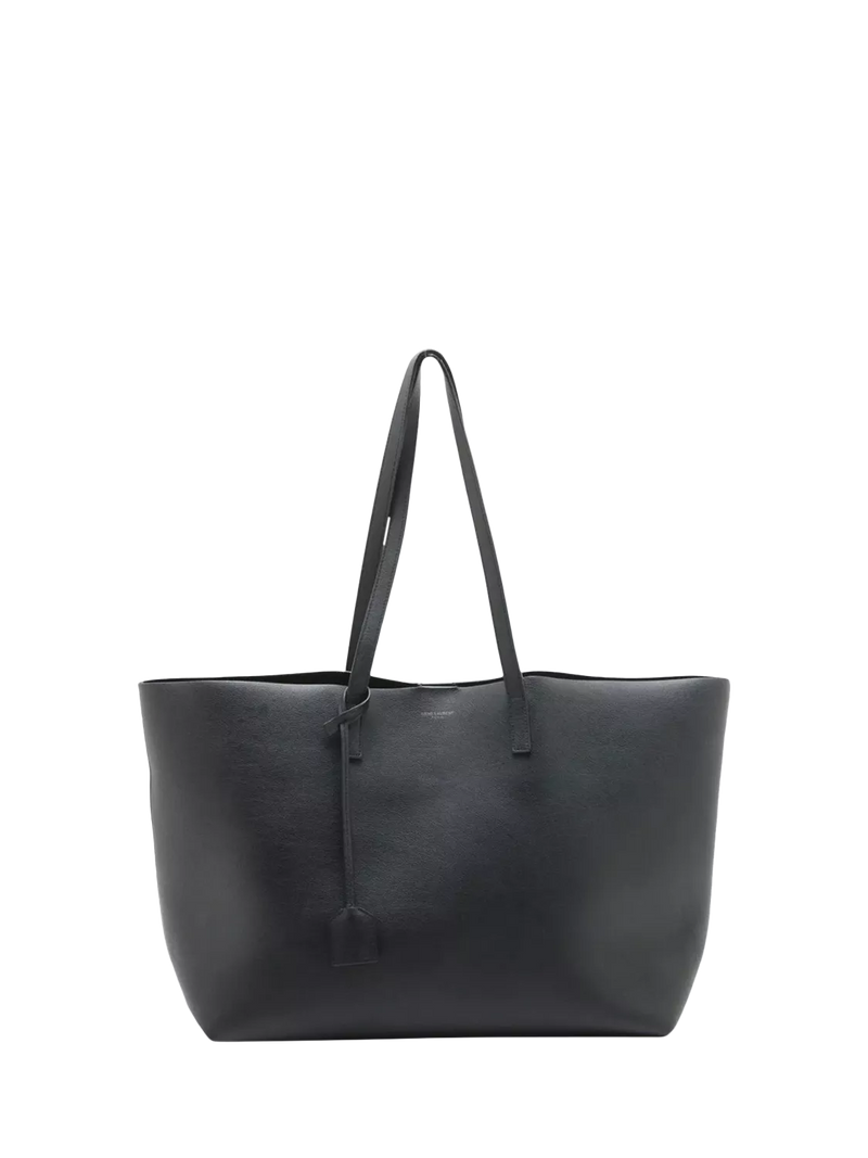 Pre-loved SAINT LAURENT black leather tote bag with gold hardware - British product