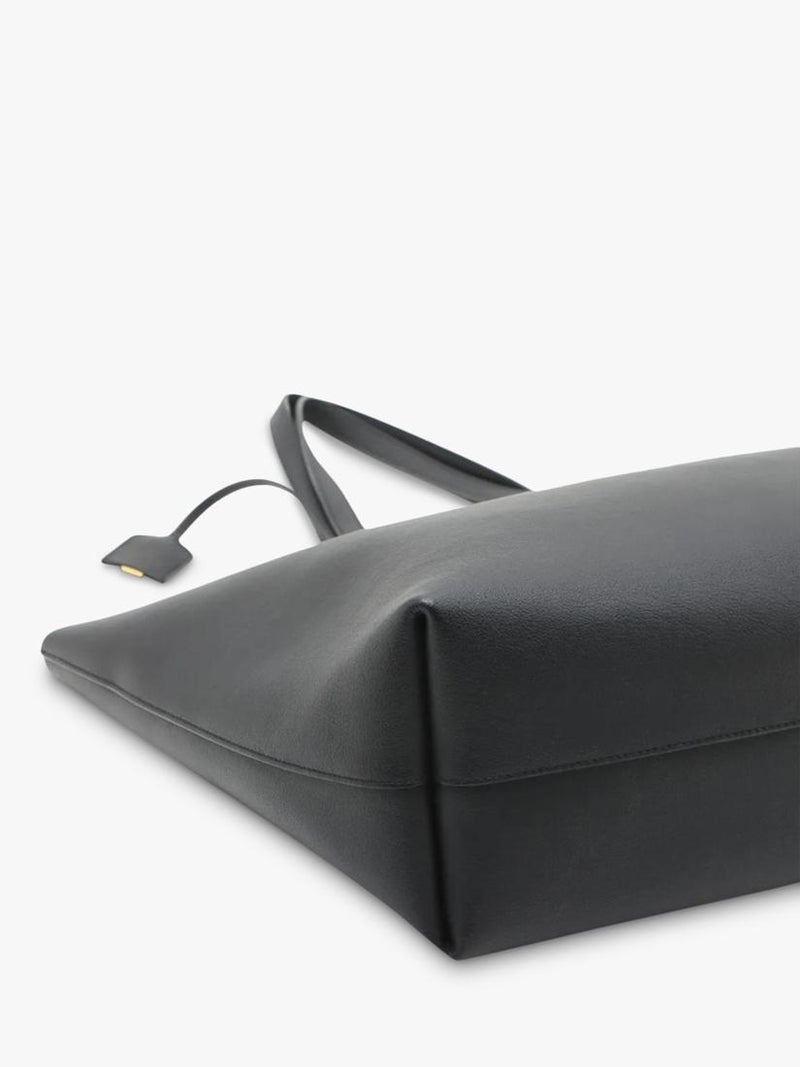 Pre-loved SAINT LAURENT black leather tote bag with gold hardware - British product