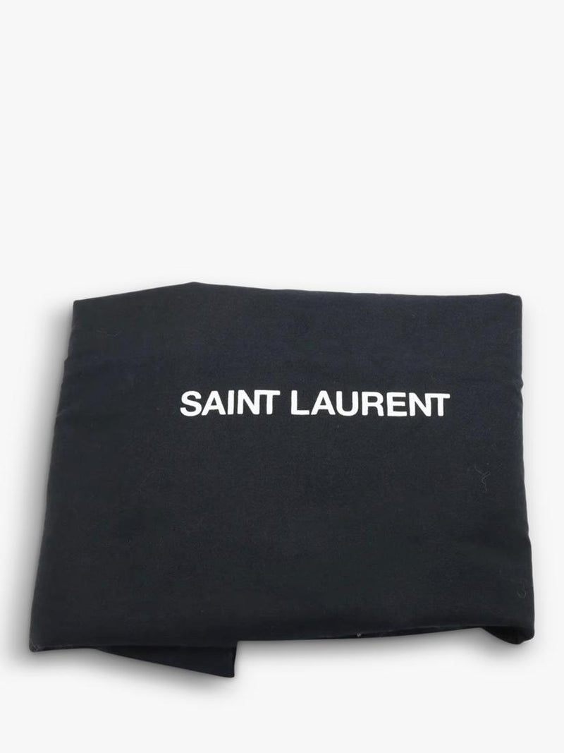 Pre-loved SAINT LAURENT black leather tote bag with gold hardware - British product