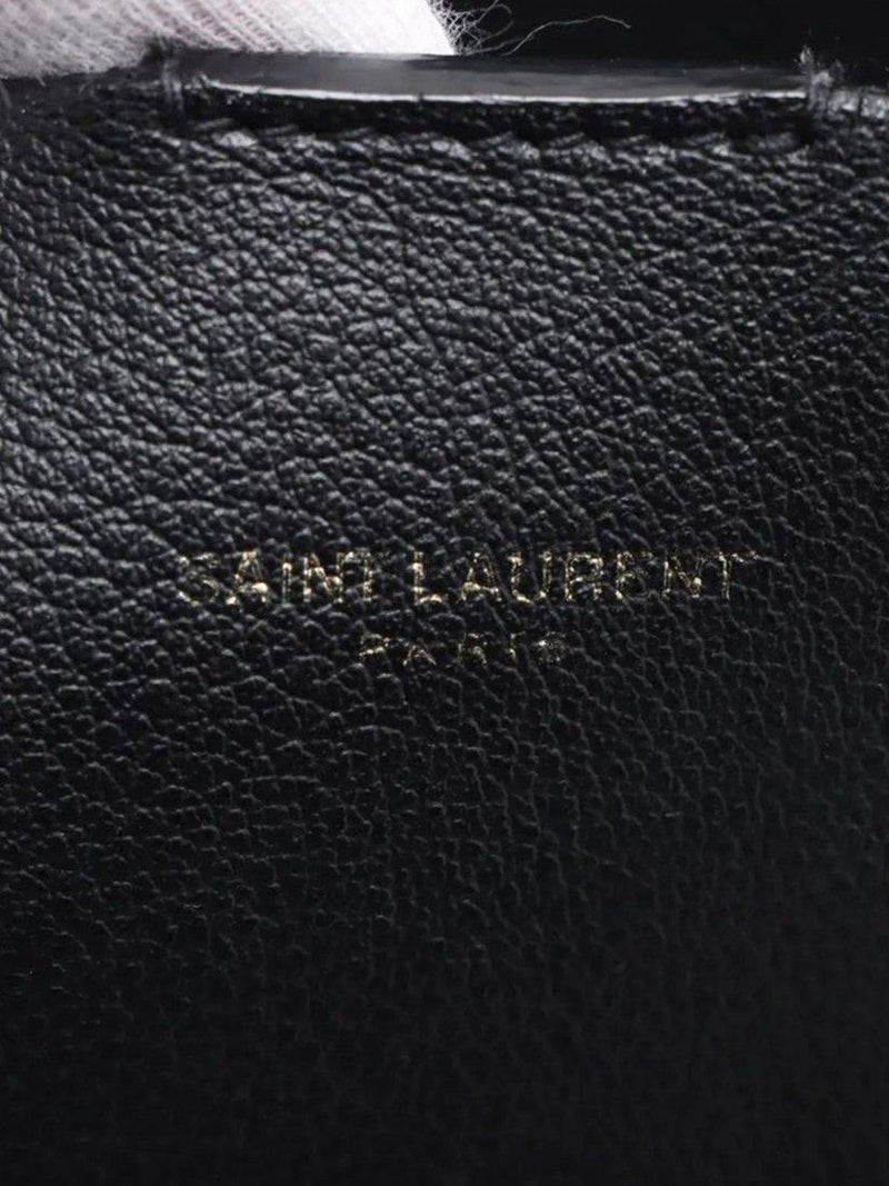 Pre-loved SAINT LAURENT black leather tote bag with gold hardware - British product