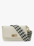 Apatchy London Maisie Mini Leather Bag with Black and Stone Houndstooth Strap