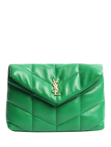 John Lewis SAINT LAURENT Loulou Quilted Leather Clutch Bag, Green- Buy online at McGrocer
