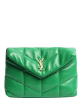 SAINT LAURENT green Loulou quilted leather clutch bag - British product