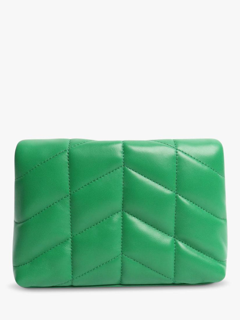 SAINT LAURENT green Loulou quilted leather clutch bag - British product