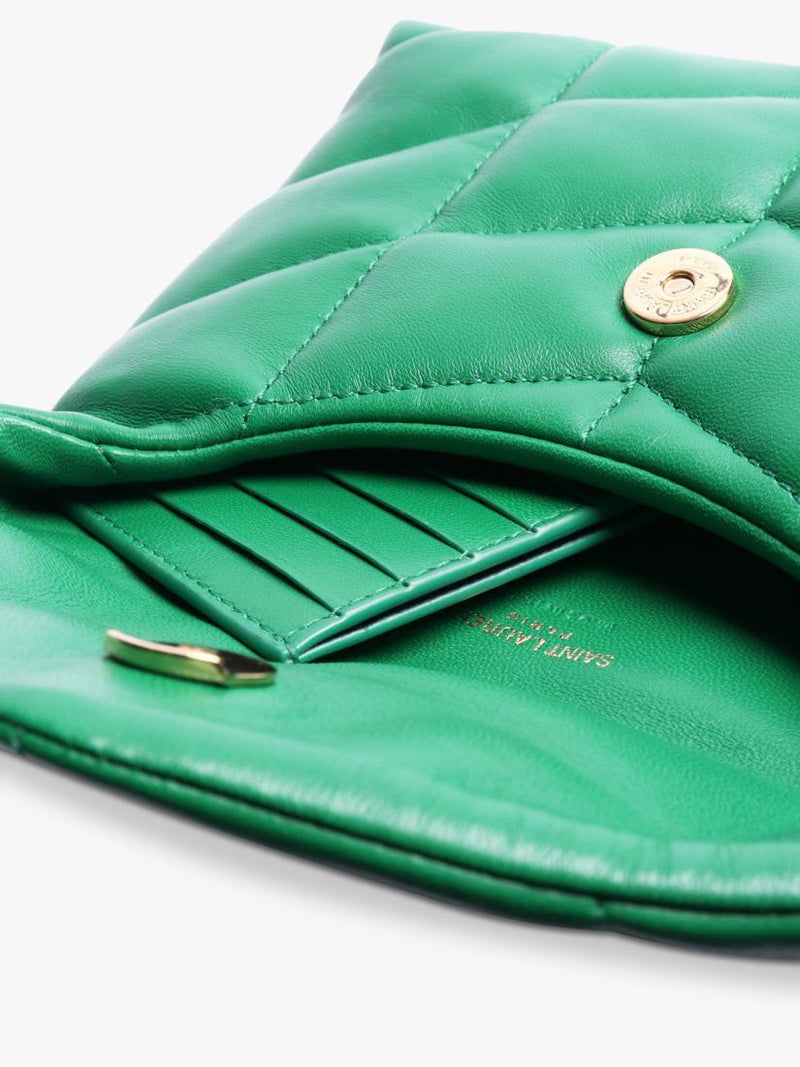 SAINT LAURENT green Loulou quilted leather clutch bag - British product