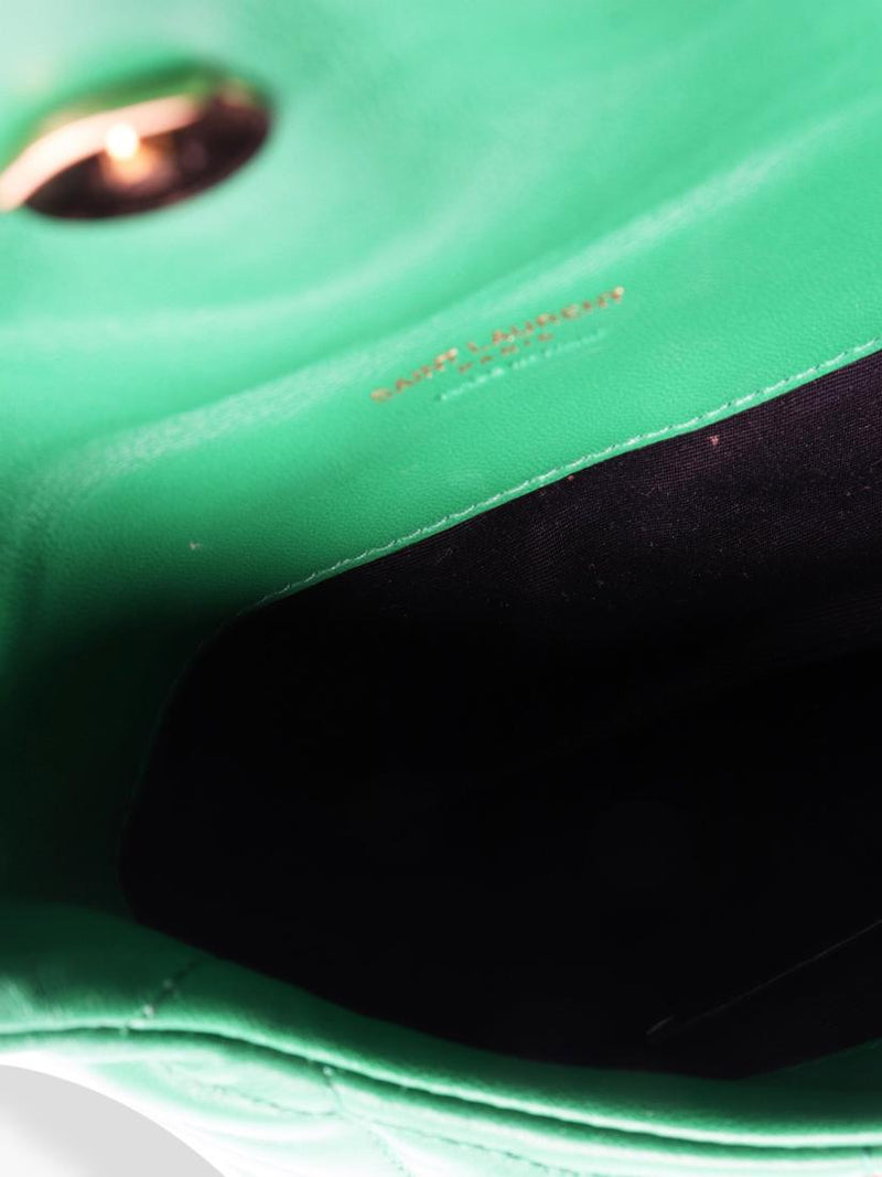 SAINT LAURENT green Loulou quilted leather clutch bag - British product