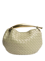 John Lewis Pre-loved Bottega Veneta Small Sardine Top Handle Leather Bag, Sage Green- Buy online at McGrocer