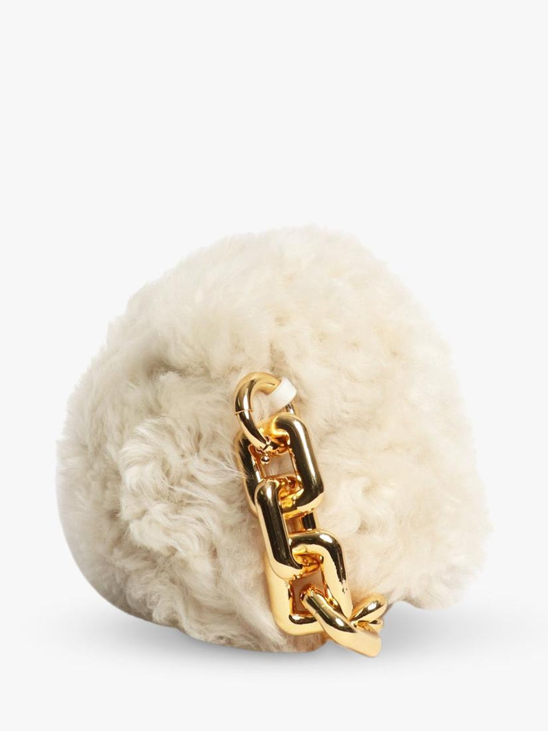 Pre-loved Bottega Veneta cream shearling bag with gold chain, UK version