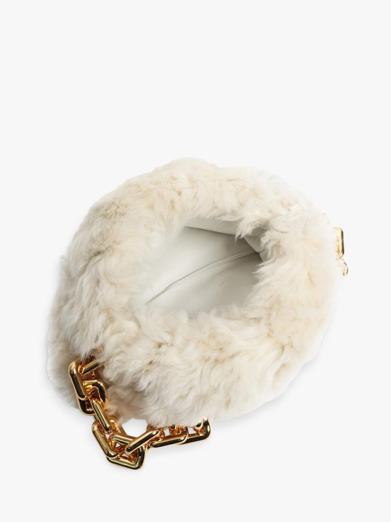 Pre-loved Bottega Veneta cream shearling bag with gold chain, UK version